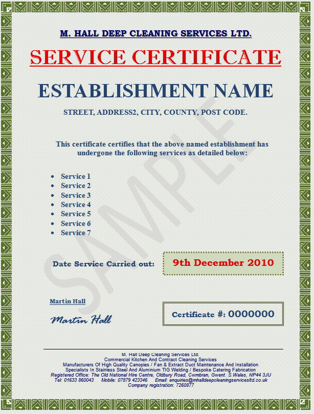 Sample Certificate